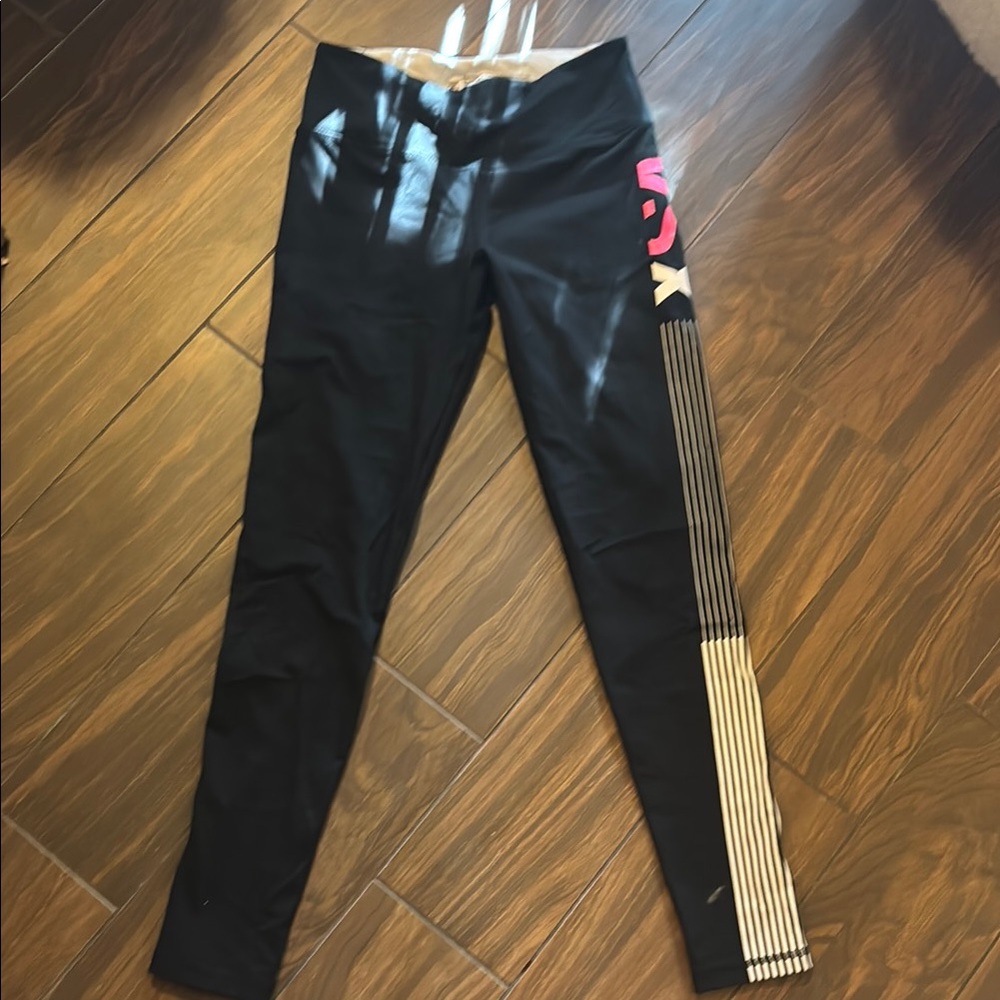 Victoria Secret Black Leggings with Striped Detail